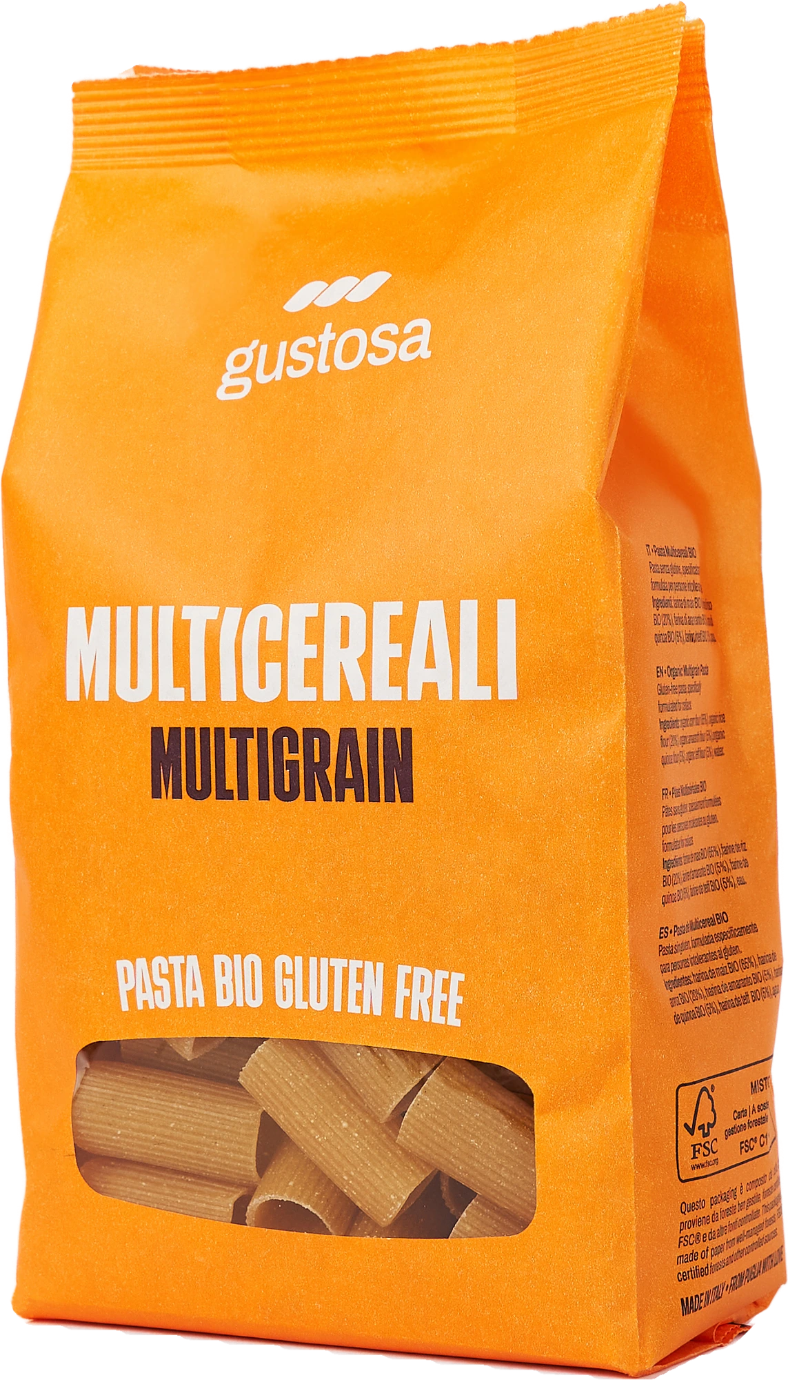 Pasta Multicereali Bio senza glutine, pacco da 340 g visto di tre quarti